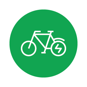 A green electric bike circle icon